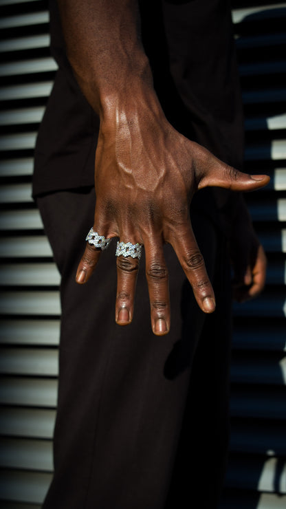ICED OUT CUBAN RING - SILVER