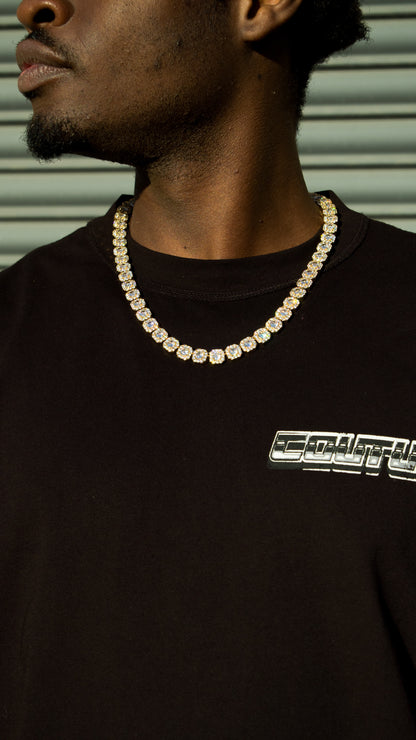 10MM ICED OUT CLUSTER TENNIS CHAIN - GOLD