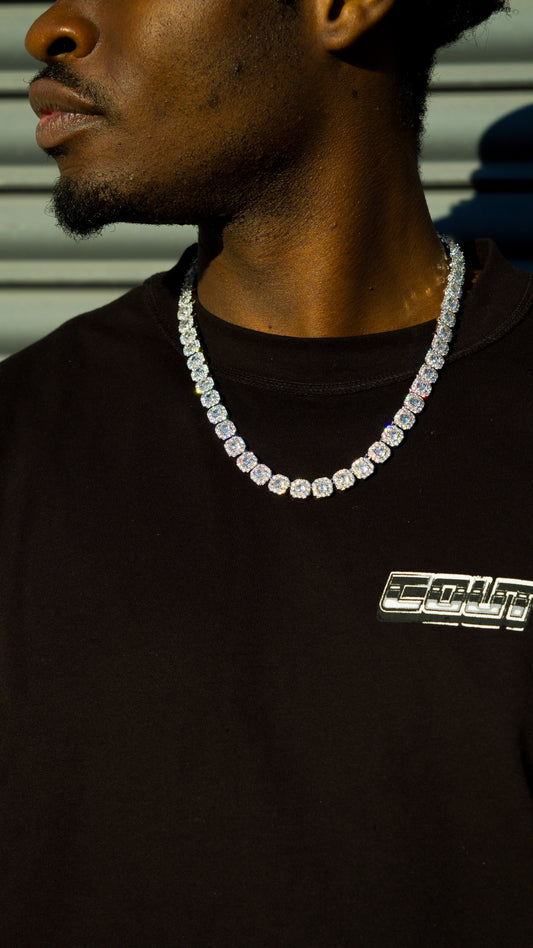 10MM ICED OUT CLUSTER TENNIS CHAIN - SILVER