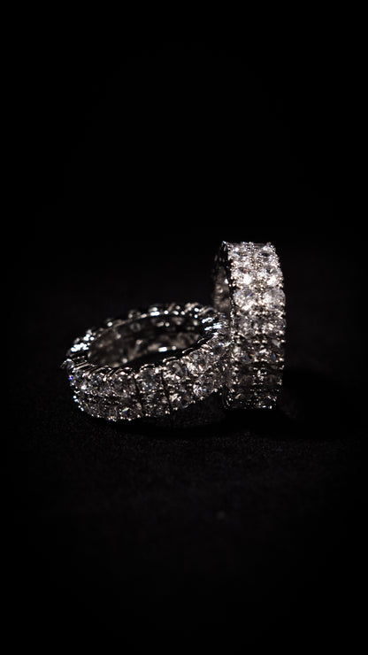 ICED OUT DOUBLE ROW RING - SILVER