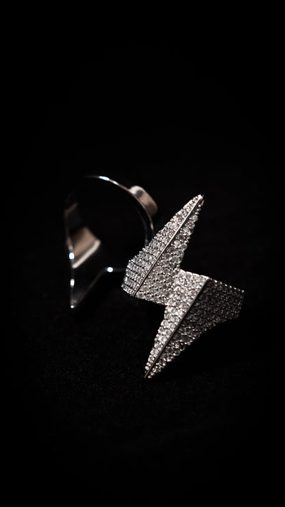 ICED OUT LIGHTNING RING - SILVER